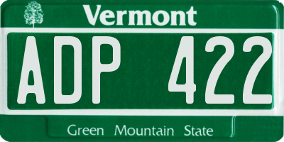 VT license plate ADP422