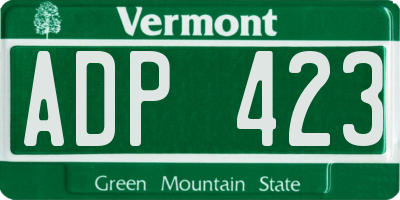 VT license plate ADP423