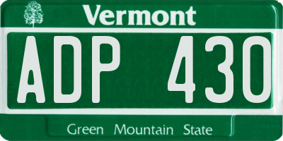 VT license plate ADP430