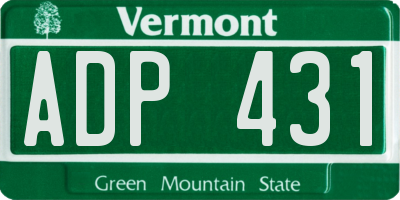 VT license plate ADP431