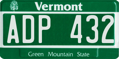 VT license plate ADP432