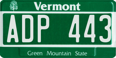 VT license plate ADP443