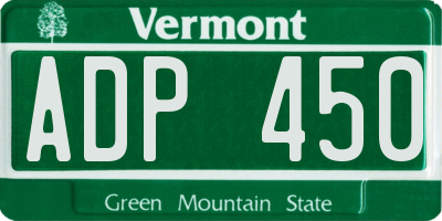 VT license plate ADP450