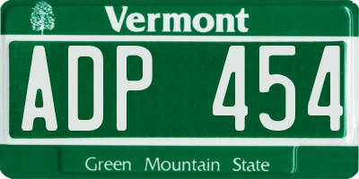VT license plate ADP454