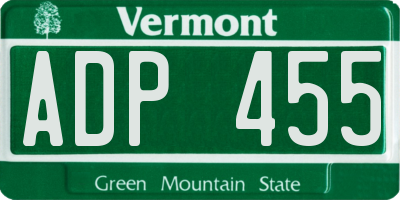 VT license plate ADP455