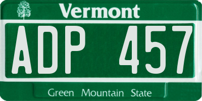 VT license plate ADP457