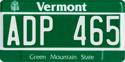 VT license plate ADP465