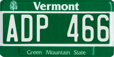 VT license plate ADP466
