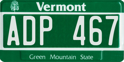 VT license plate ADP467