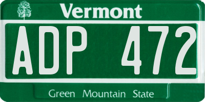 VT license plate ADP472