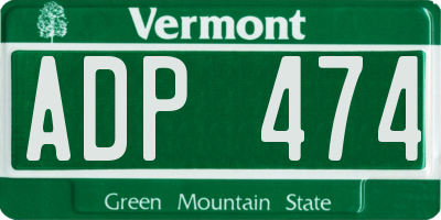 VT license plate ADP474