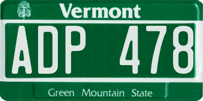 VT license plate ADP478