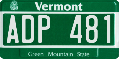 VT license plate ADP481