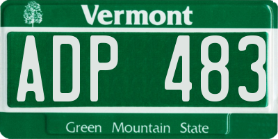 VT license plate ADP483