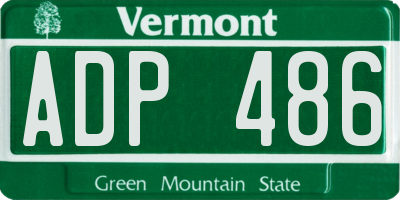 VT license plate ADP486