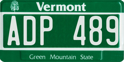 VT license plate ADP489
