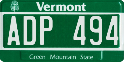 VT license plate ADP494