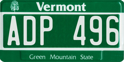 VT license plate ADP496
