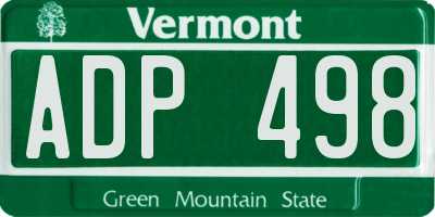 VT license plate ADP498