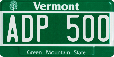 VT license plate ADP500