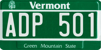 VT license plate ADP501