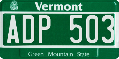 VT license plate ADP503