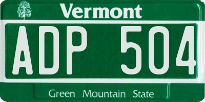 VT license plate ADP504