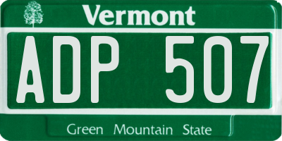 VT license plate ADP507