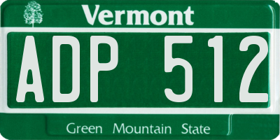 VT license plate ADP512