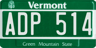 VT license plate ADP514