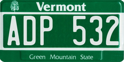 VT license plate ADP532