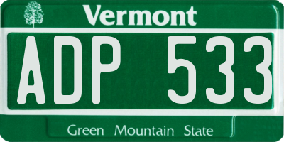 VT license plate ADP533
