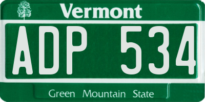 VT license plate ADP534