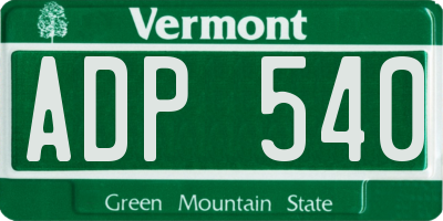 VT license plate ADP540