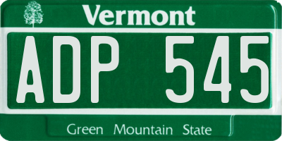 VT license plate ADP545
