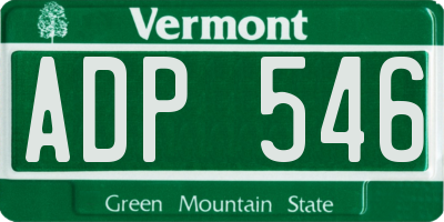 VT license plate ADP546