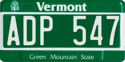 VT license plate ADP547
