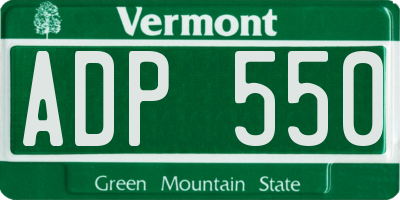 VT license plate ADP550