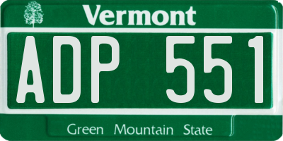 VT license plate ADP551
