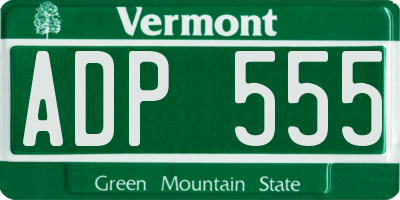 VT license plate ADP555