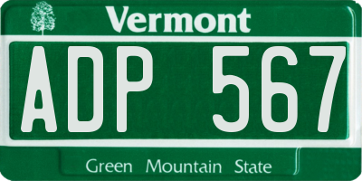 VT license plate ADP567