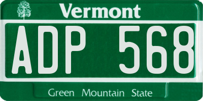 VT license plate ADP568
