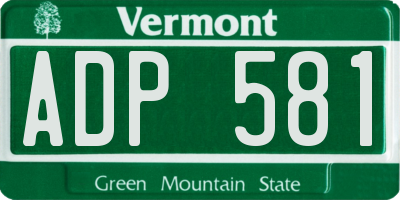 VT license plate ADP581