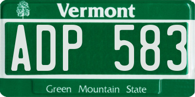VT license plate ADP583