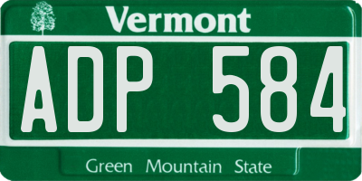 VT license plate ADP584