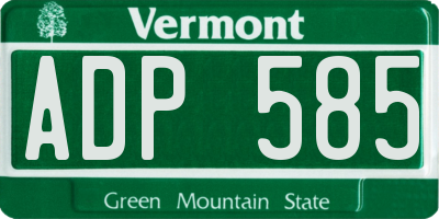 VT license plate ADP585