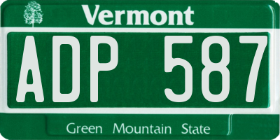 VT license plate ADP587