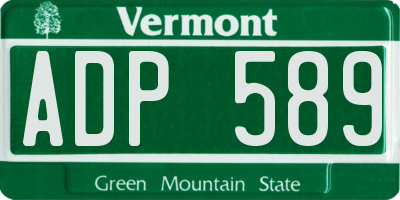VT license plate ADP589