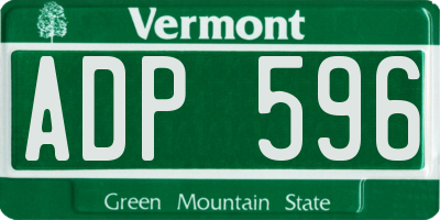 VT license plate ADP596