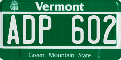 VT license plate ADP602